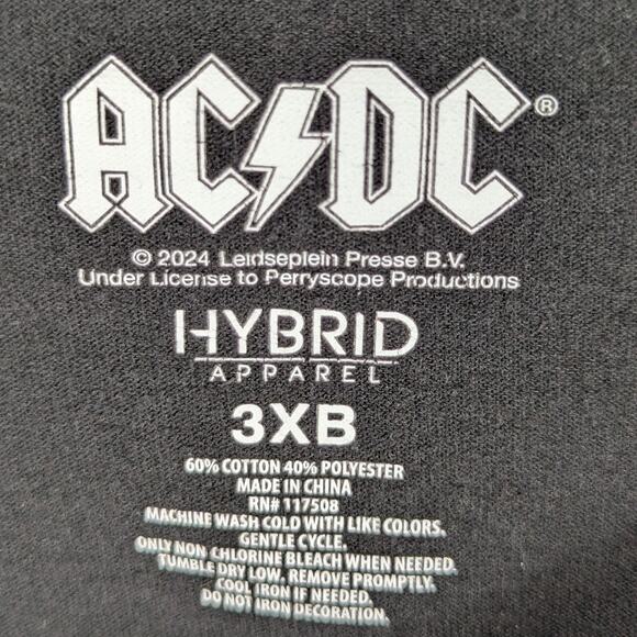 AC/DC Let There Be Rock Band T-Shirt Mens 3XB Black Graphic Tee Vintage Style - Picture 3 of 4